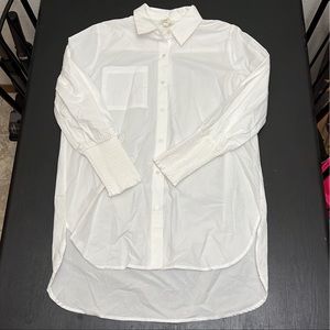 P cill white button front tunic blouse dress